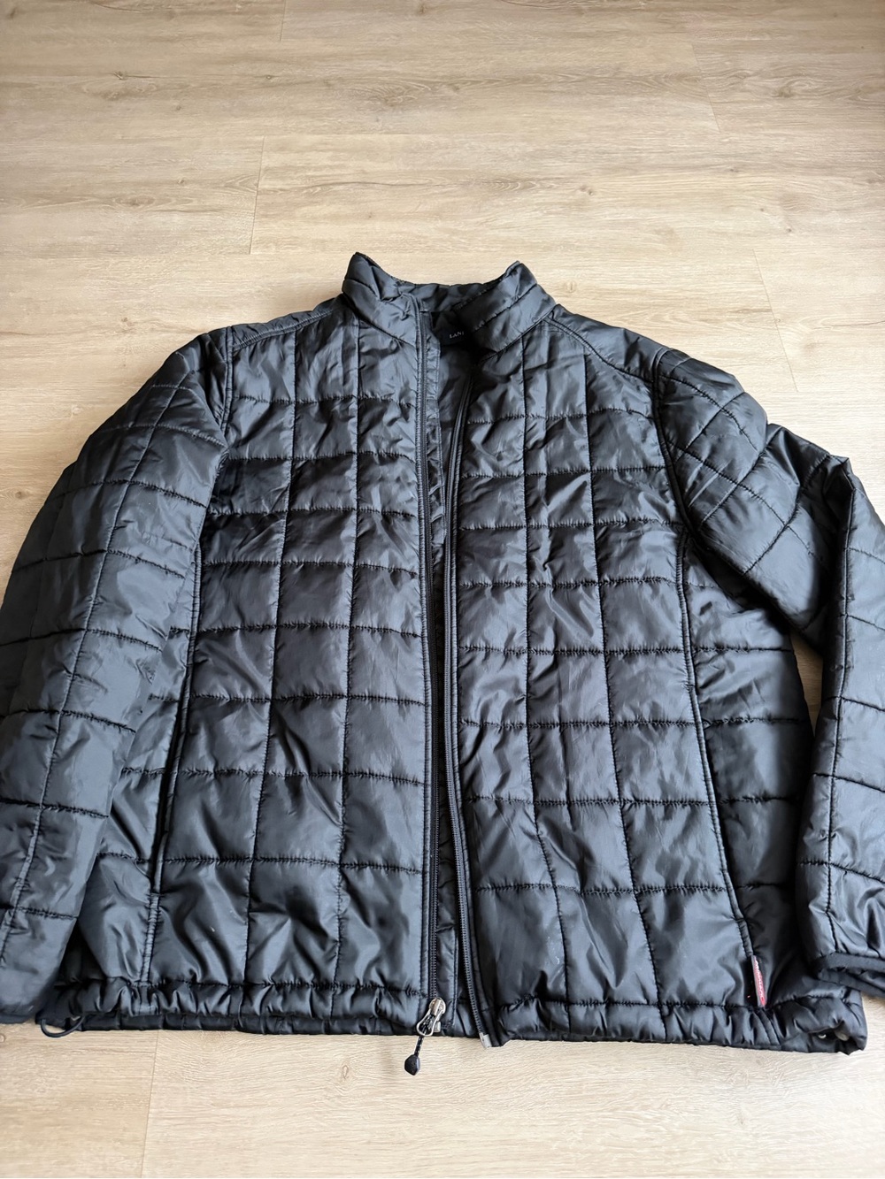 Lands' End Primaloft Packable Puffer Jacket L Tall Black Lightweight Fall Winter